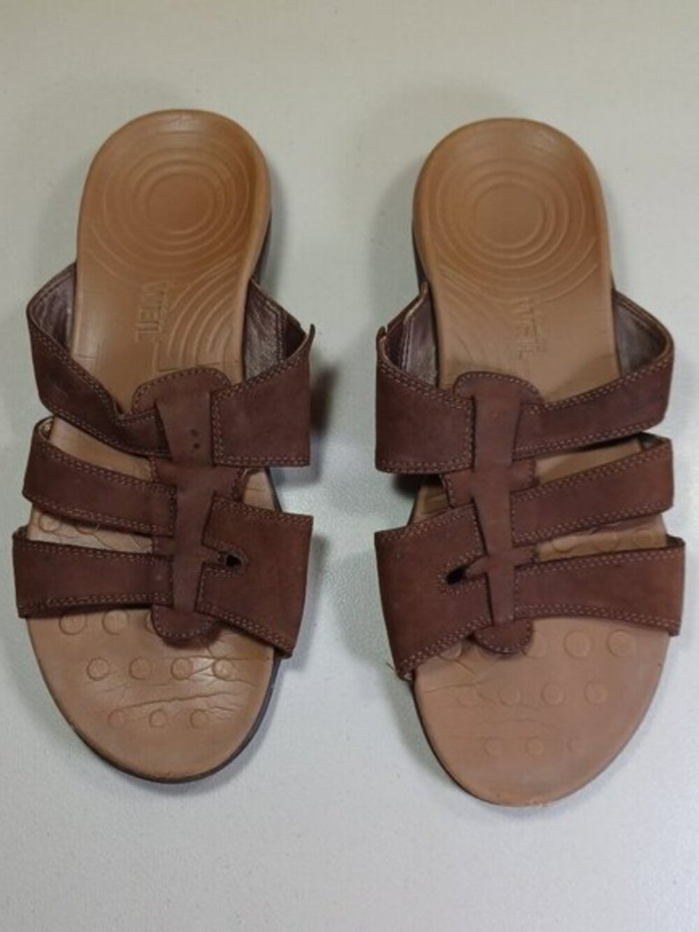 Weil womens brown wedge slide sandals 10 M